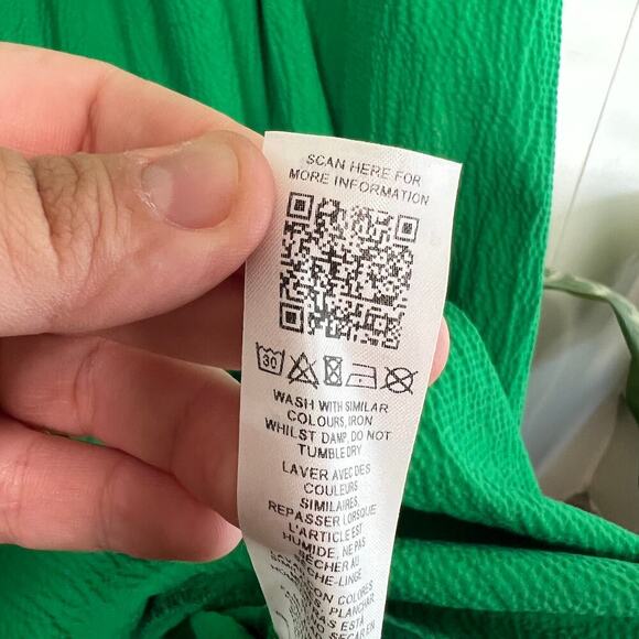 Asos Topshop Green Textured Poplin Chuck On Dress sz 2 - Picture 9 of 11